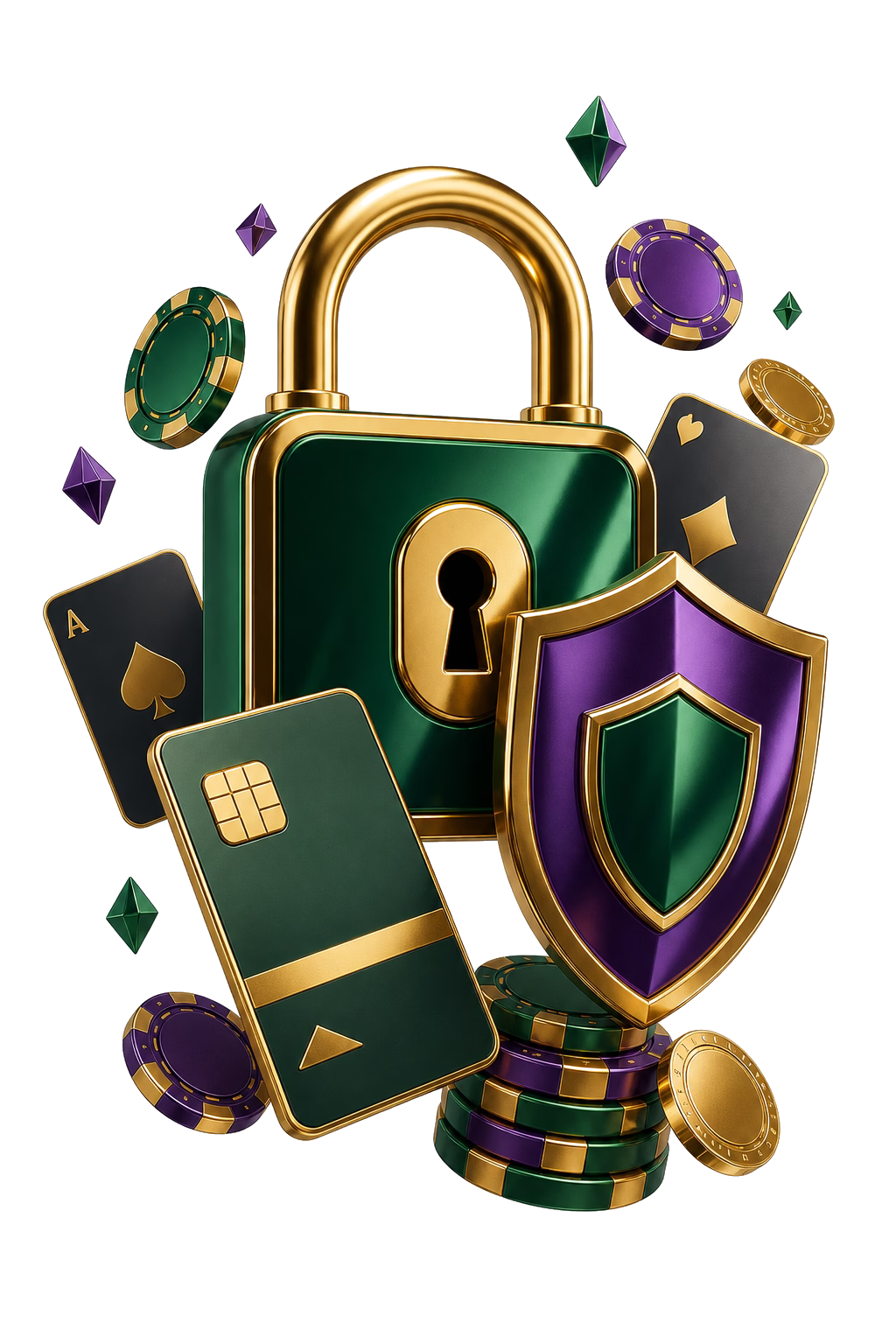 Cazimbo Login Tresor mit Schlüssel, Chips und violett-grünem Licht